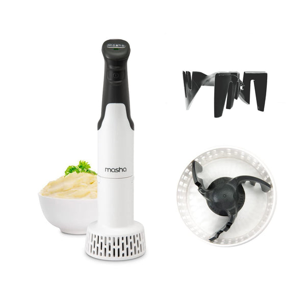 Masha Official Electric Potato Masher Hand Blender 3-in-1 Multi Tool Blends Purees Whisks | Immersion Mixer | Vegetables & Potatoes | Soup Makers