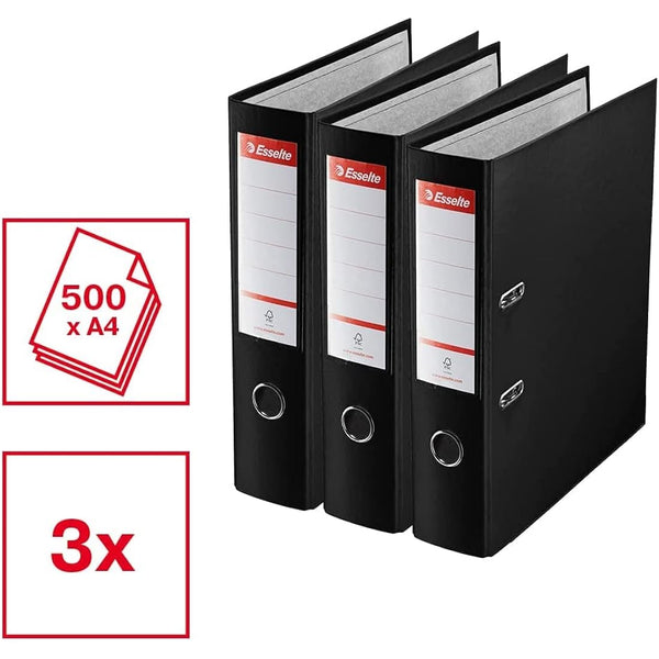 Esselte A4 Lever Arch Files, Red File Folders 624292, 3 Count (Pack of 1)