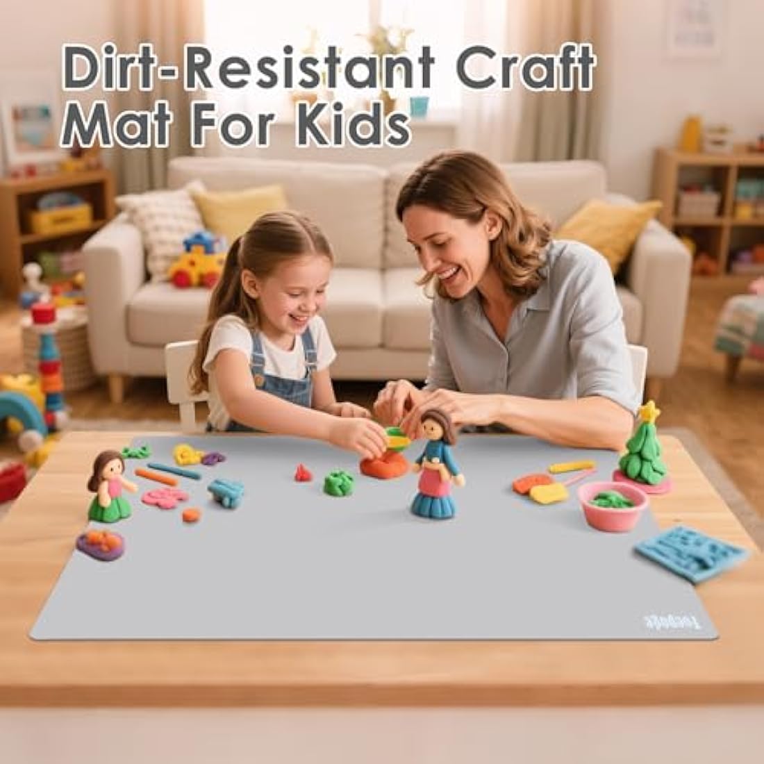 36.2" x 24" Extra Large Silicone Mat for Epoxy Resin, Nonstick Silicon Mats for Crafts Jewelry Casting, Non-Slip Kitchen Table Placemats for Countertop Protector Heat Resistant by Foepoge, Grey