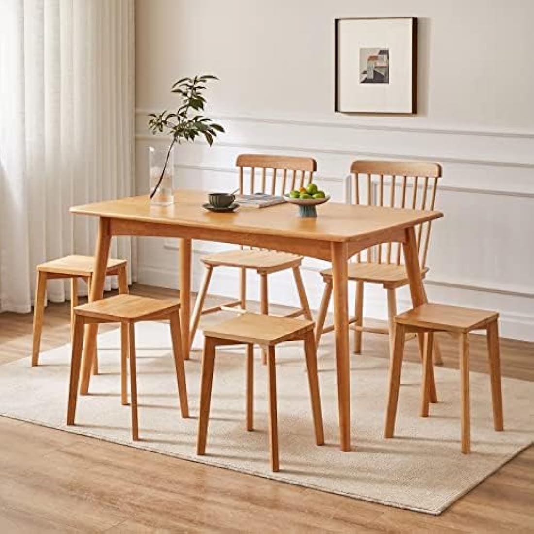 IBUYKE 4pcs Square Wooden Stool, Stacking Stools, Solid Wood Makeup Stool, Small stool for Home, Kitchen, Office, Classroom, 29x44x33cm RF-1501-4