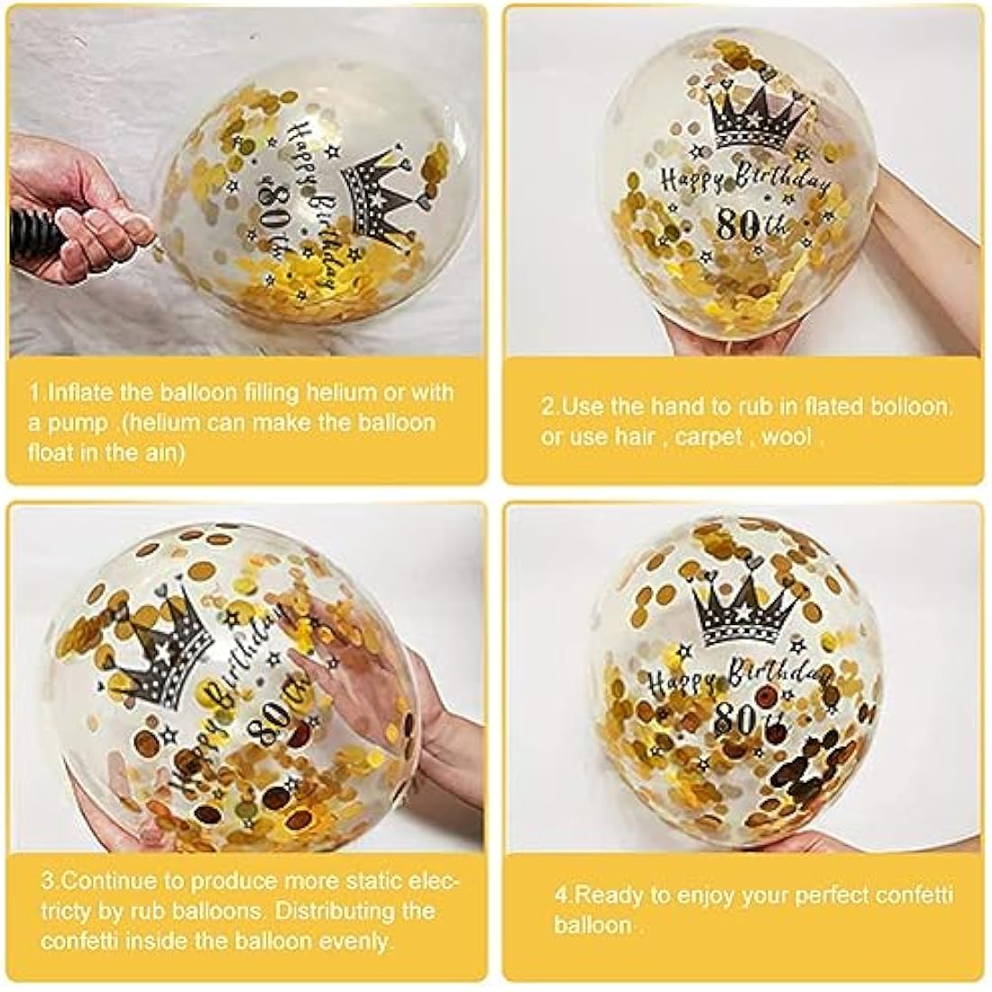 14 Pieces 80th Happy Birthday Decorations Kit, Birthday Party Decoration Including Party Supplies Birthday Straps 9ft Banner Triangle Flags Confetti Latex Balloons