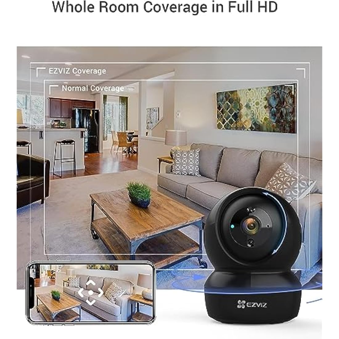 EZVIZ Indoor Camera No Monthly Fee, 256GB Supports, Baby Monitor Camera, Pet Camera. Motion Detection, Auto Tracking, Night Vision, Alarm, Two Way Audio, 2.4G Wifi, Alexa Google IFTTT Control(C6N 2MP)