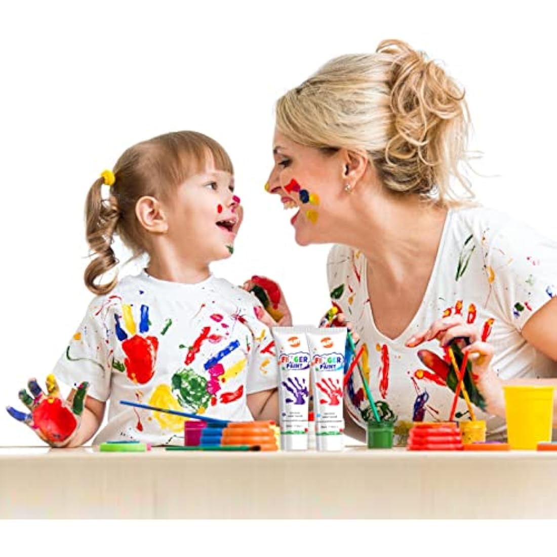 BLOT Kids Paint Kit Washable Finger Paint Set with Assorted Painting Brushes Sponges Palette for Toddlers Children Drawing Gift, Age 3+