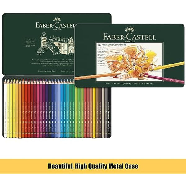 Faber-Castell A4 Sketch Pad & Tin Of 36 Polychromos Artists Colouring Pencils - Art Set For Adult Colouring Books, Craft Supplies, Drawing, Sketching, Lightfast Pencils, Schools, Home, College…