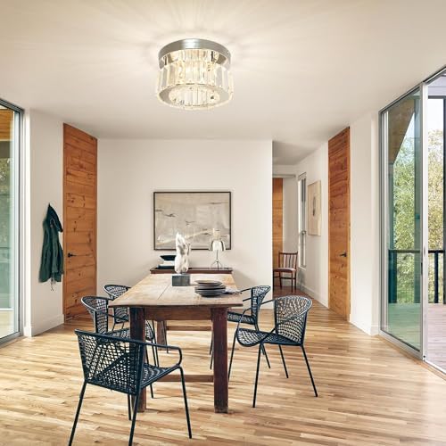 diisunbihuo Mini Crystal Chandelier Big Crystal Ceiling Lamp Round LED Pendant Light for Hallway Stairecase (Dimmable)