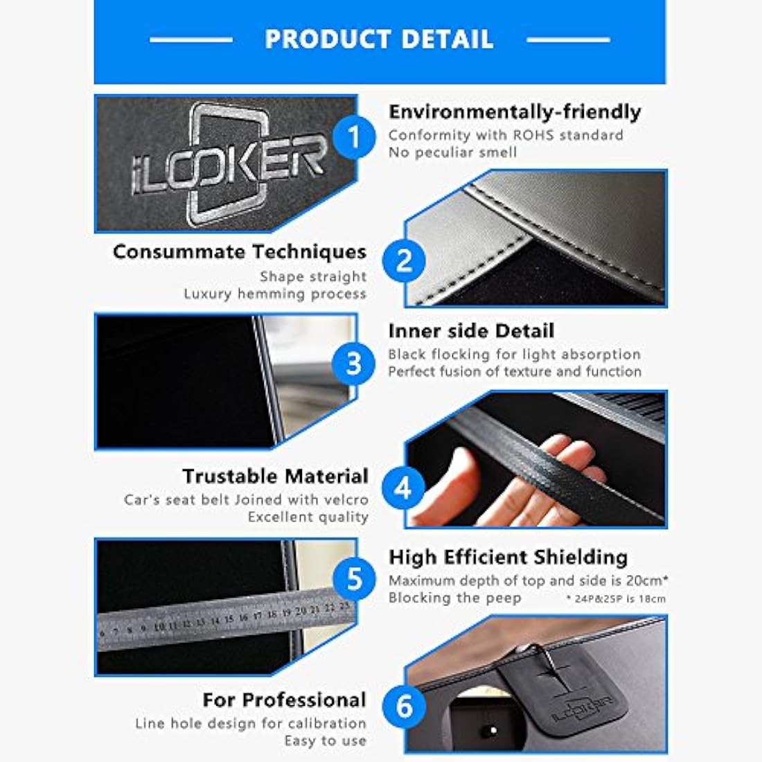 iLooker 25P 25-inch Thick Frame LCD LED Video Monitor Hood Sunshade Sunhood for Dell HP Viewsonic Philips Samsung LG EIZO NEC ASUS ACER BENQ AOC LENOVO iMac, Fits Monitor Frame Width 565-580mm