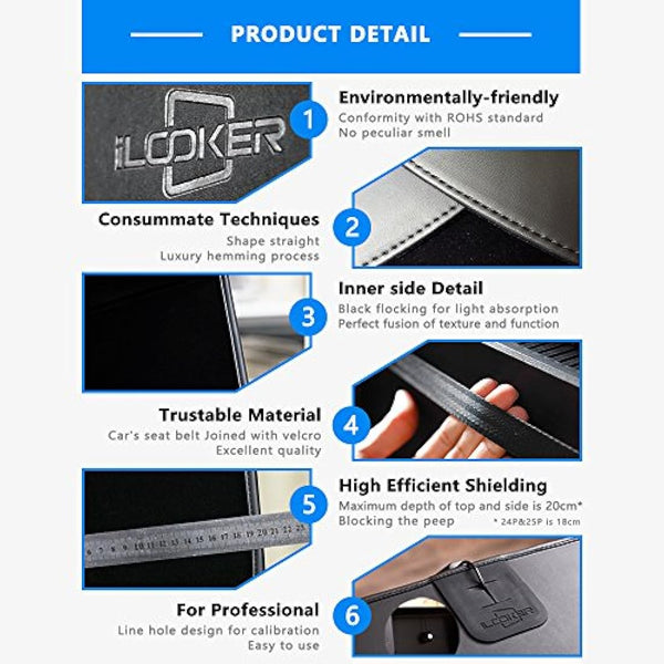 iLooker 25P 25-inch Thick Frame LCD LED Video Monitor Hood Sunshade Sunhood for Dell HP Viewsonic Philips Samsung LG EIZO NEC ASUS ACER BENQ AOC LENOVO iMac, Fits Monitor Frame Width 565-580mm