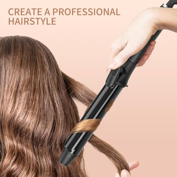 K&K Hair Curling Wand, 25mm Ceramic Titanium Barrel, Digital Display, 50-230°C, 60 Min Auto Shut Off (25mm)