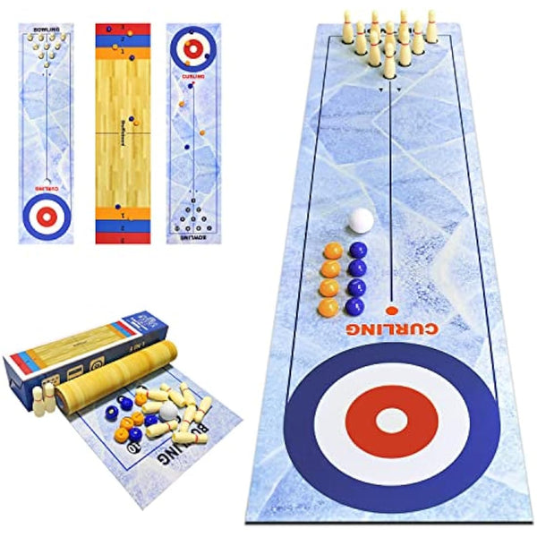 3 in 1 Tabletop Curling Game, Table Top Shuffleboards Curling Bowling,Tabletop Game Interactive Game for Kids & Adults Family Party Games