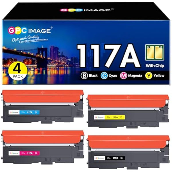 GPC Image 117A Toner Cartridges Replacement for HP 117A W2070A W2071A W2072A W2073A Compatible with Color Laser 150a 150nw 150w MFP 178nwg 179fwg 178nw 179fnw (Black Cyan Magenta Yellow, 4-Pack)