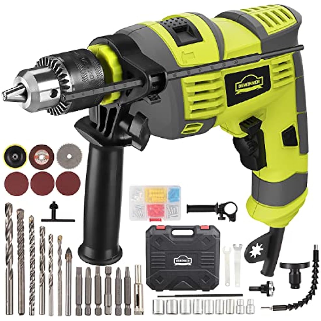 Hammer Drill, 710W Electic Corded Impact Drill, 13mm Metal Chuck, 0-3300RPM, Powerful Variable Speed Drill for Drilling in Steel…