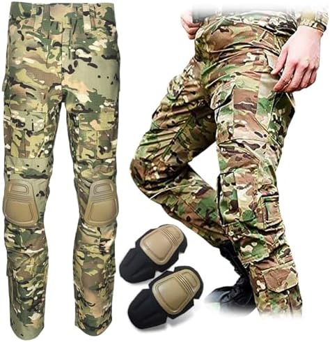 H Welt EU Mens Military Pants with Knee Pads for Strategy Game Airsoft Paintball Shooting Combat