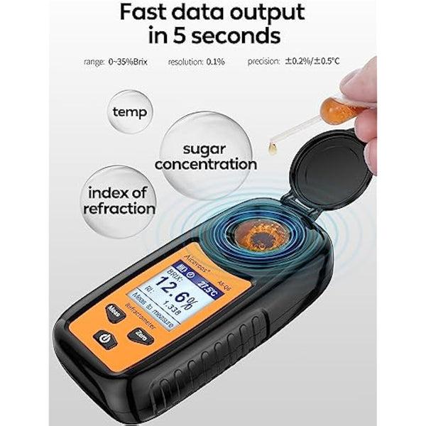 Aicevoos Brix Meter, Digital Brix Refractometer Automatic Temperature Compensation Brix Refractometer Range 0-35%