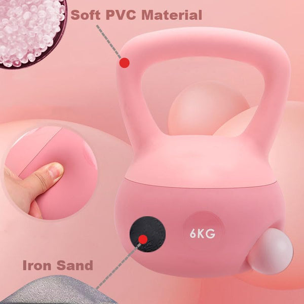 ZhaoCo Soft Kettlebell 8kg with Iron Sand Core - Durable Home Gym Weights for Women & Men, Anti-Slip & Quiet Design for Strength Training, Cardio and