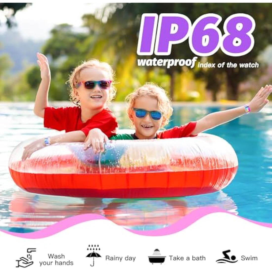 Kids Smart Watch for Girls,IP68 Waterproof Kids Fitness Tracker Watch with 1.5 Inch DIY Face,Heart Rate Sleep Monitor,19 Sport Modes,Calories Counter,Alarm Clock,Great Gifts for Children 6+ (Purple)