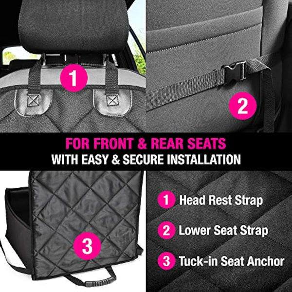 AHUKU Dog Car Seat with Seat Belt and Strong Padded Sides - Waterproof Pet Booster Seat Cover - for Small / Medium Dogs and Puppies