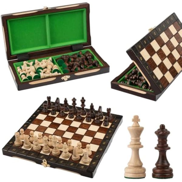 Master of Chess Tournament Wooden Chess Set with Pieces “CHAMPION” 29 cm / 11 in - Handcrafted Portable and Small Chess Board Game for Adults and Kids