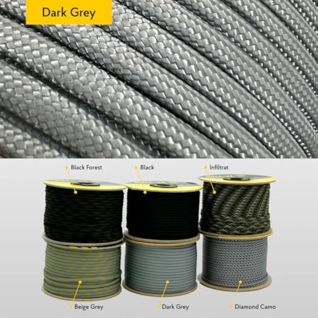 EdcX 4mm Rope 550 - Type III, 100% Rope, 7 Strand Rope, 4mm Rope in Solid Colors