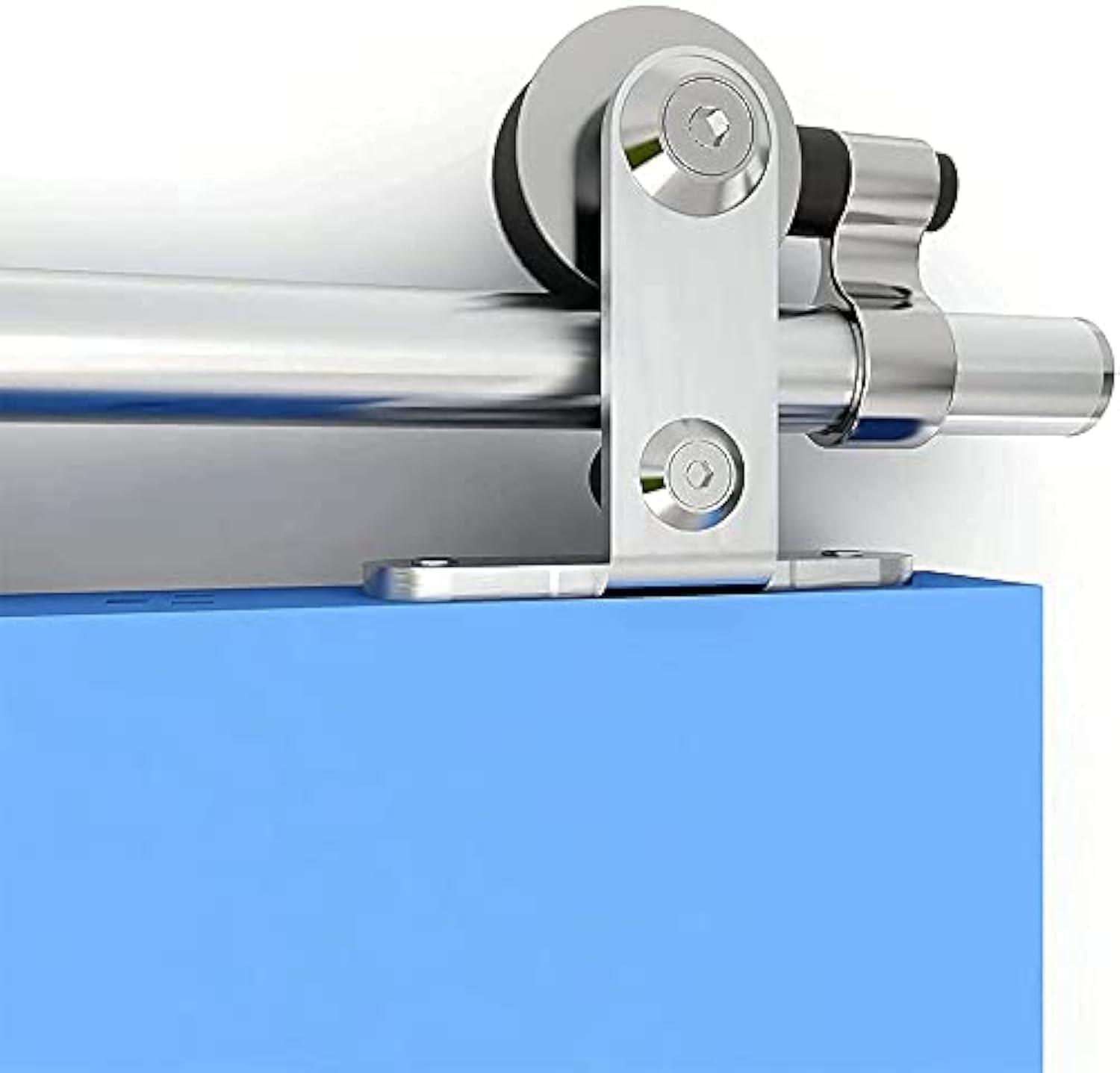 CCJH 200CM/6.6FT Stainless Steel Sliding Barn Door Hardware Kit Track Roller Closet Accessory for Single Door T Shape