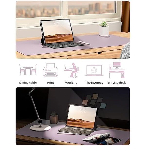 YSAGi Leather Desk Mat, Large Mouse Mat, Non-Slip Desk Pad, Waterproof PU Leather Table Protector Writing Pad for Office and Home (80 x 40 cm, Grayish Lavendar)