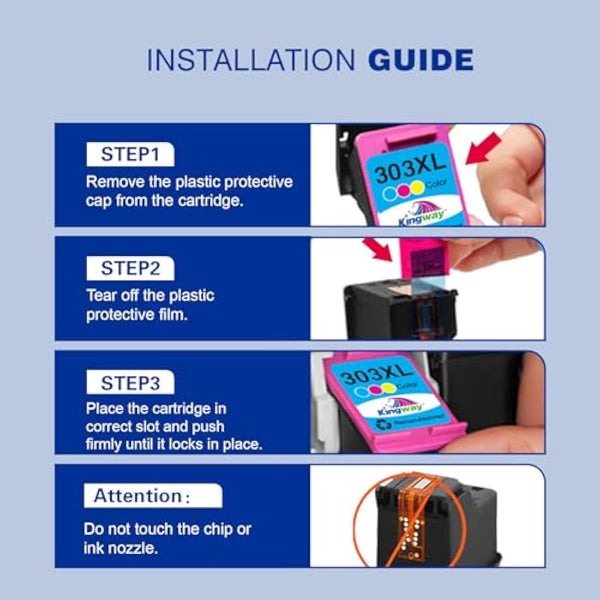 303XL Ink Cartridges Replacement for HP 303 for HP 303XL Ink Cartridges for ENVY Photo 6220 6230 6234 6255 6258 7100 7120 7130 7134 7234 7820 7830 7155 7865, 2 Pack