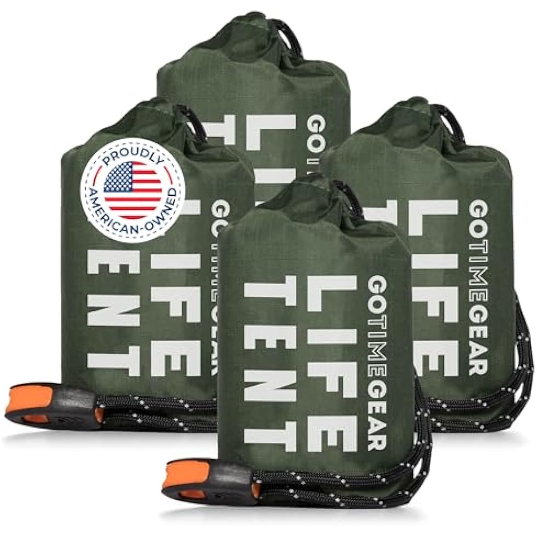 Go Time Gear Survival Life Tent • 2 Person Mylar Emergency Shelter Tube Tent + Paracord • All-Weather Protection for Camping, Hiking, & Survival Kits • Includes Emergency Whistle