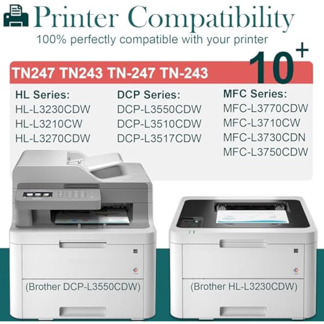 HenceBuy TN-243CMYK Toner Cartridge Multipack Compatible for Brother TN243CMYK TN247 TN243 for DCP-L3550CDW HL-L3210CW HL-L3230CDW MFC-L3710CW MFC-L3750CDW Cyan Magenta Yellow Black (5-Pack)