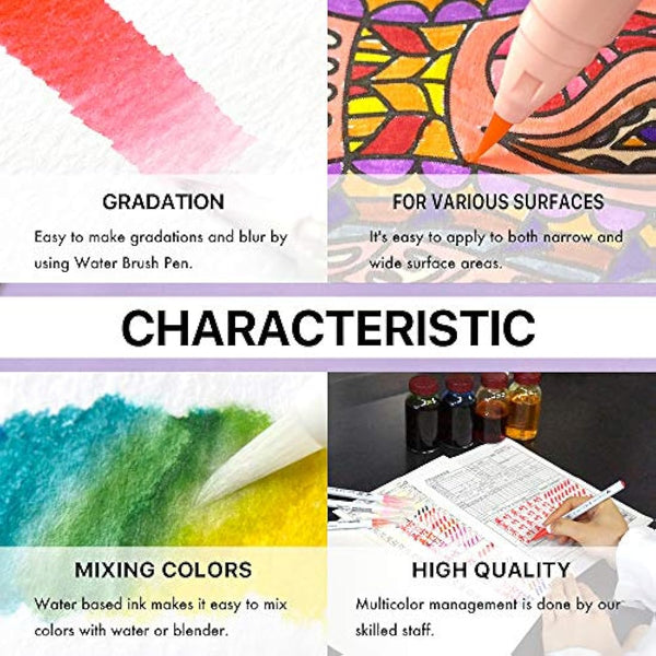 Kuretake Clean Color Real Brush Watercolour Brush Pens (Set Of 48 Colours)