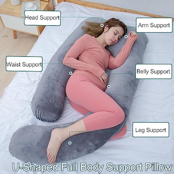 AS AWESLING Pregnancy Pillow, U Shaped Full Body Pillow, Nursing, Support and Maternity Pillow for Pregnant Women with Removable Cover (Dark Grey)