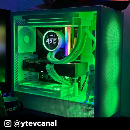 NZXT H5 Flow RGB - Compact ATX Mid-Tower PC Gaming Case - High Airflow - F360 RGB Core (CV) Included - 360mm Front & 240mm Top Radiator Support - Cable Management - Tempered Glass - White