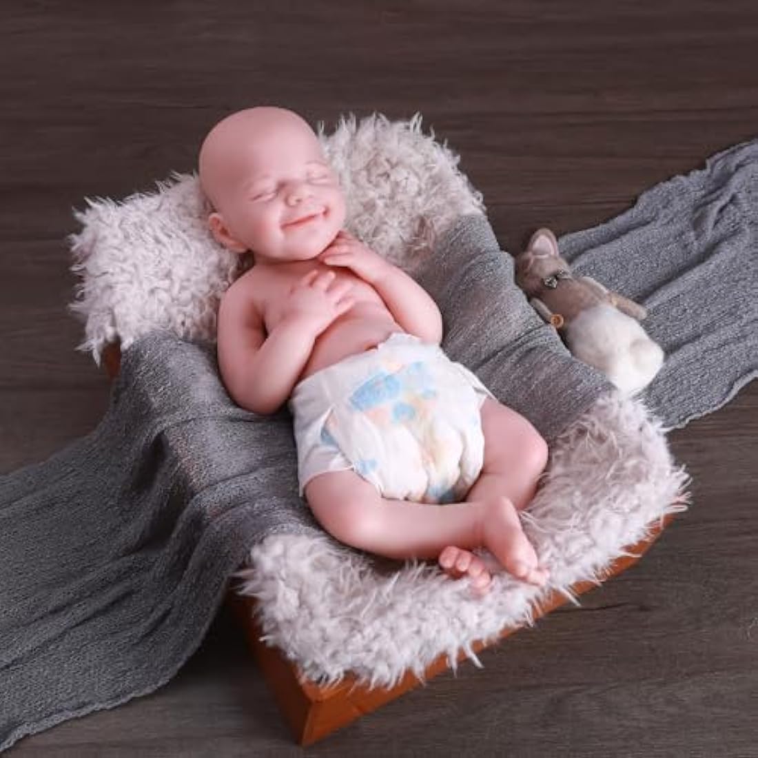 Farious 45CM Realistic Full Silicone Baby Doll, Lifelike Reborn Baby Dolls, Toy, and Collectible Bald Girl 011-D (Drink Water Girl)