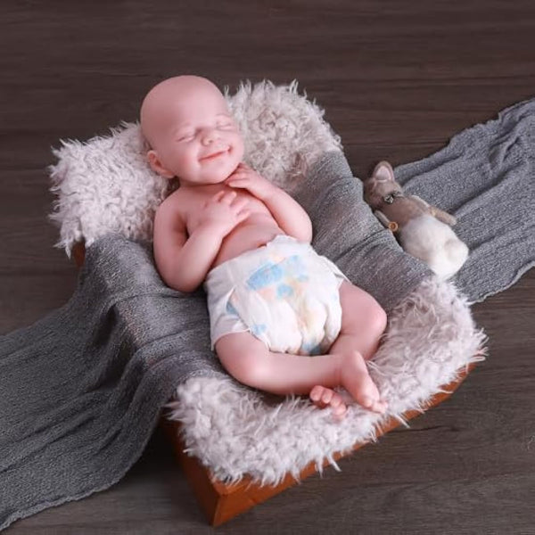 Farious 45CM Realistic Full Silicone Baby Doll, Lifelike Reborn Baby Dolls, Toy, and Collectible Bald Girl 011-D (Drink Water Girl)