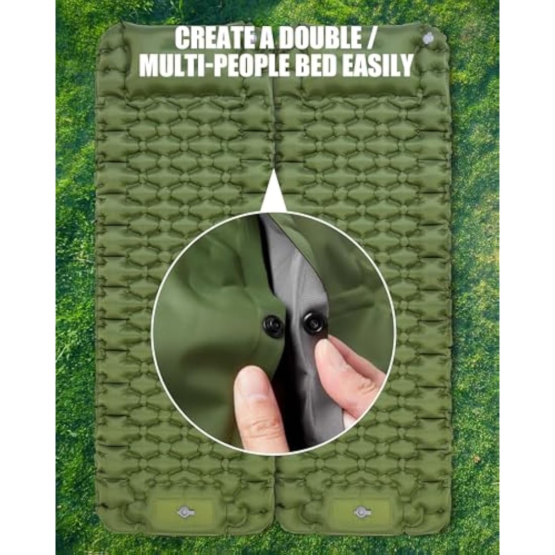 AKSOUL Self Inflating Sleeping Mat for Camping: 8-12CM Thickness Single Camp Mattress, Double Joinable Camping Inflatable Mat