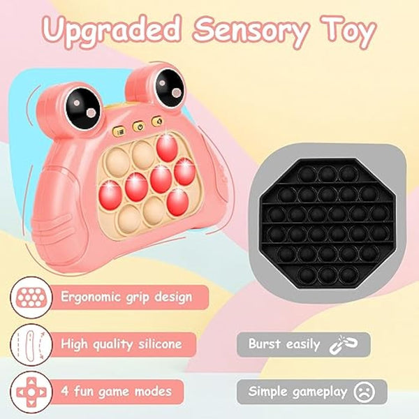 Ainiv Pop Game Sensory Fidget Toys, Light Up Pattern Popping Handheld Game, Puzzle Bubble Controller Machine, Ball Push Stress Toys Fun Present for Kids and Aldults, Pink Frog