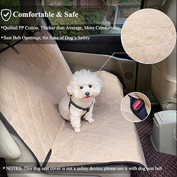 VIVAGLORY Dog Seat Covers, Dog Backseat Cover Pet Bench Protectors with Anti-Slip Backing, Back Seats Cover Rear Seat Covers Car Seat Cover for Dogs, Heather Khaki, L