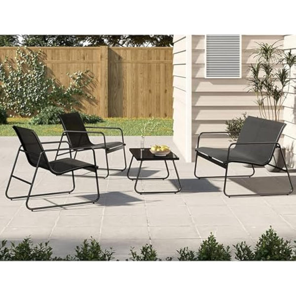 Grand patio Conversation Sets 4 Pieces, Garden Table, 2 Chairs, Loveseat, Waterproof, Breathable, Garden Furniture Sets for Outdoor, Backyard, Poolside (Black)