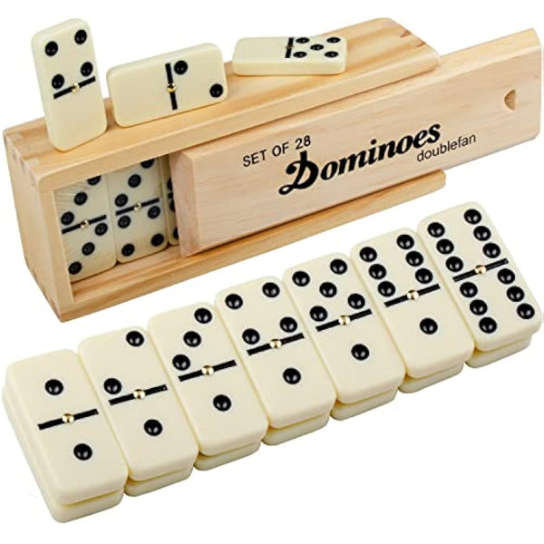 Dominoes Set for Adults, Dominoes Set Double Six, Double 6 Professional Domino Tiles with Spinner in Wooden Box,28 pcs Domino Set 28 Tiles with Natural Wooden Case…