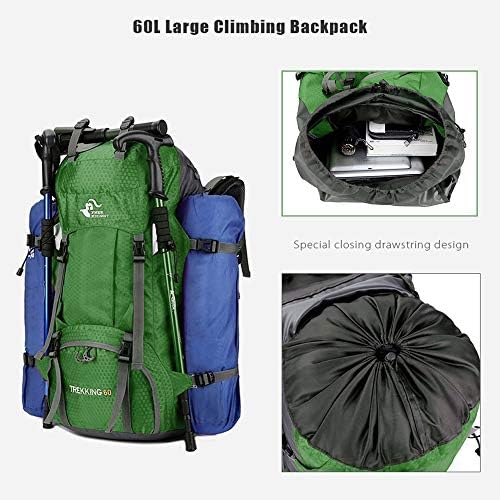60L Waterproof Ultra Lightweight Packable Climbing Fishing Traveling Backpack Hiking Daypack,Backpack,Handy Foldable Camping Outdoor Backpack Bag with a Rain Cover