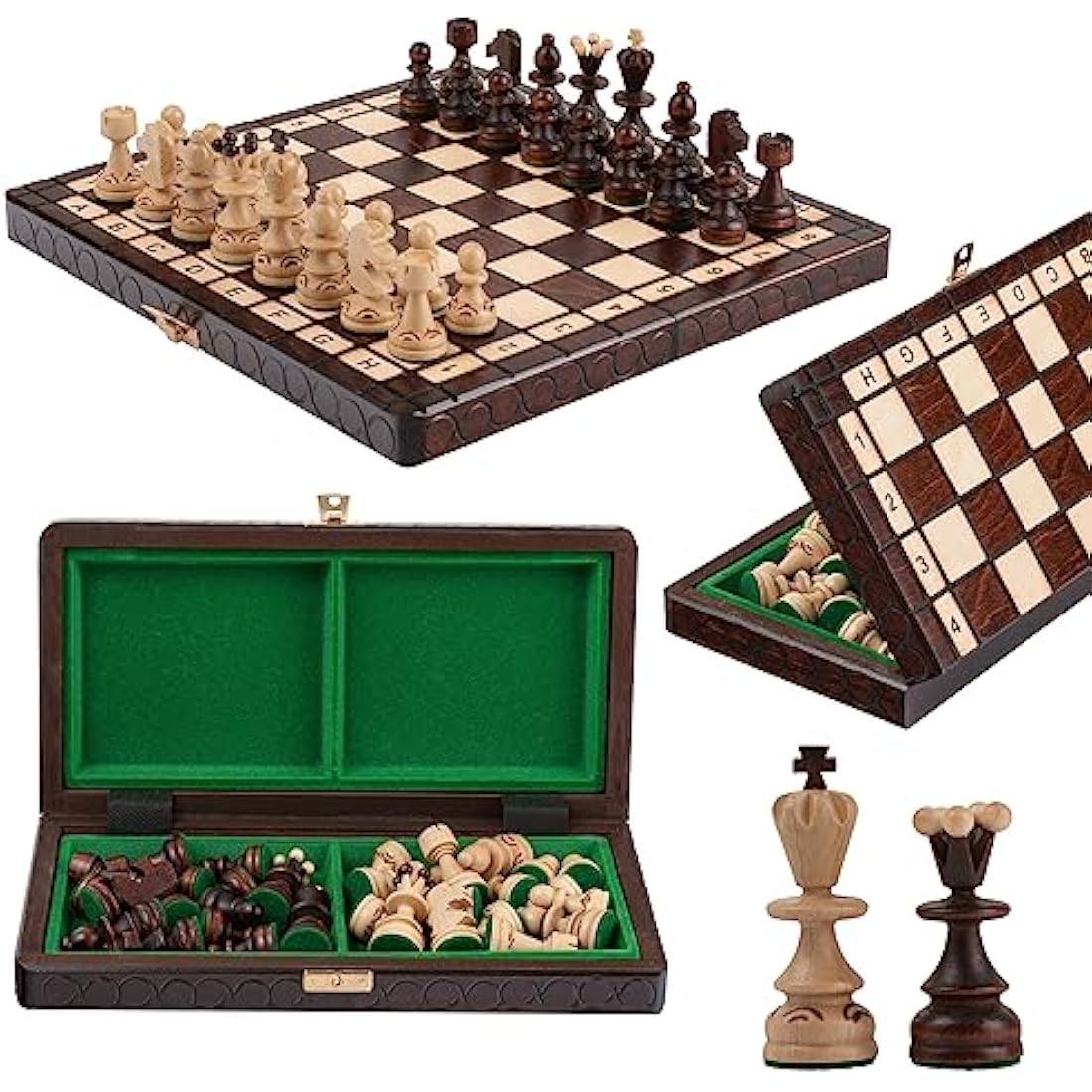 Master of Chess Wooden Chess Set with Pieces “PEARL” 30 cm / 12 in - Handcrafted Small Portable Chess Board Game for Adults and Kids - Solid Construction