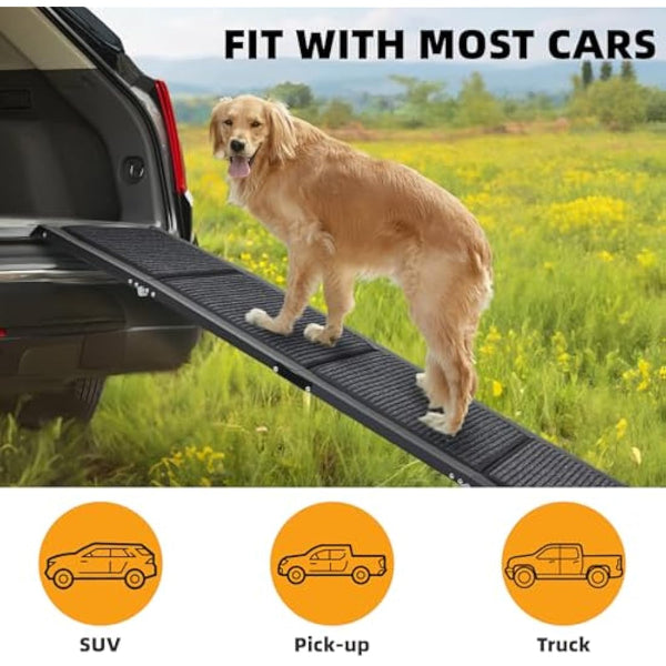 Papettly Folding Dog Ramp - 158 * 44CM, Anti-Slip Surface, Portable Pet Stair Ramp for Large Dogs Up to 250LBS/113KG, Suitable for Cars, SUVs & Trucks