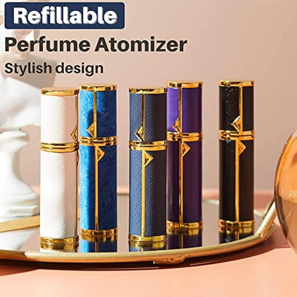 BRARIOS Refillable Portable Mini Perfume Atomiser for Travel, 5ml Luxury Empty Leakproof Pump Perfume Spray bottle Atomiser for Man and Woman (Violet(GD))