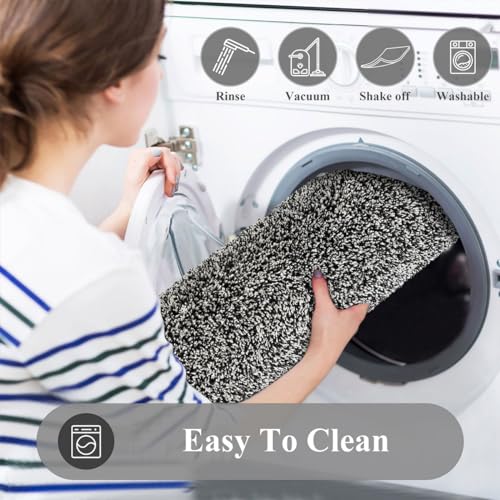 Pauwer Doormat Non Slip Indoor Barrier Mats Rubber Backing Super Absorbent Entrance Rug Durable Inside Dirt Trapper Mats(80X120cm, Black)