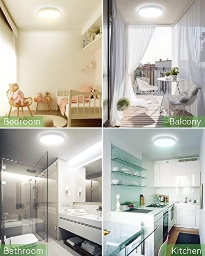 [ 4 Pack] 15W 1800LM LED Ceiling Light, Bathroom Lights Ceiling 3000K/4000K/6500K, IP44 Waterproof, Ultra Thin Round Flush Ceiling Light for Bedroom,Kitchen, Living room,Toilet,Utility Room 18cm