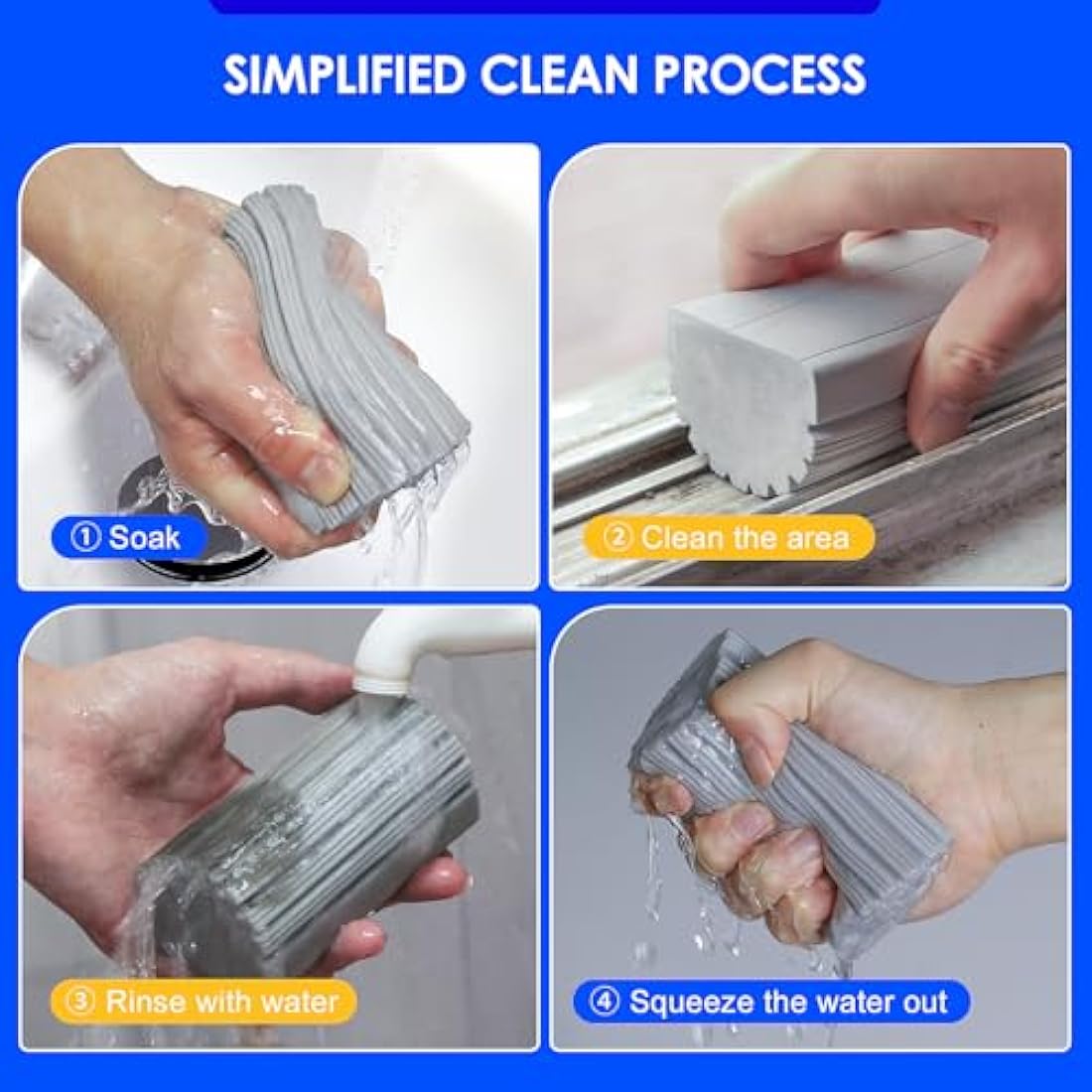 6 Pack Damp Clean Duster Sponge, Sponge Cleaning Brush, Reusable Sponge, Duster for Cleaning Blinds, Glass, Baseboards,Vents, Railings, Mirrors, Window Track Grooves and Faucets