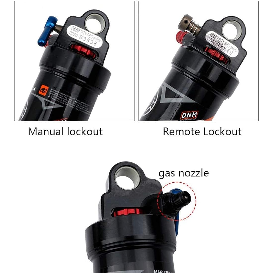 splumzer Mountain Bike Shocks Absorber Air Rear Shock - Rebound/Lock Out/Air Pressure Adjustable (210MM, Manual Lockout)