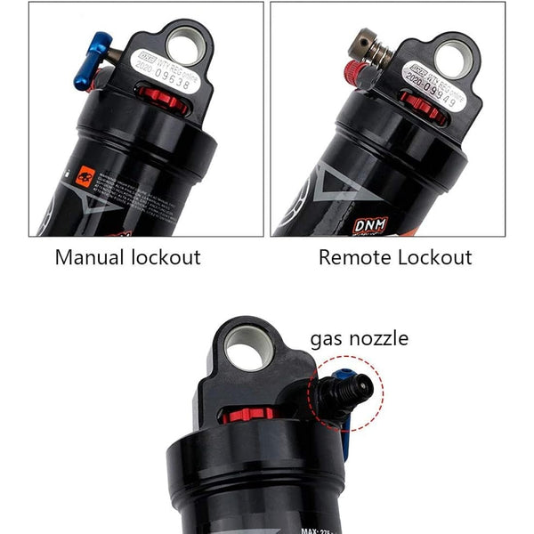 splumzer Mountain Bike Shocks Absorber Air Rear Shock - Rebound/Lock Out/Air Pressure Adjustable (200MM, Remote Lockout)