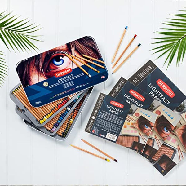 Derwent Lightfast Paper Pad 9 x 12 Inches, 300gsm, 20 Sheets, Smooth Hot Pressed Surface, Acid Free, Ideal For Fine Art Drawing & Colouring, Professional Quality, 2305832, White