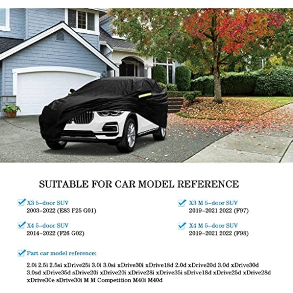 Abdeck Outdoor Full Car Cover - Compatible with BMW X3 2003-2025 & X3 M 2019-2025 & X4 2014-2025 & X4 M 2019-2025 SUV - Waterproof All Weather Protection