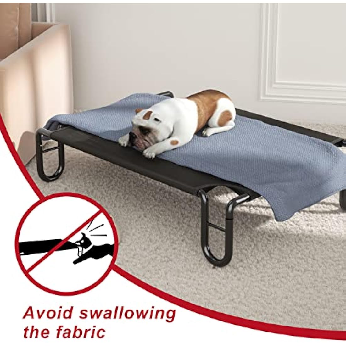 FAYDUDU Raised Dog Bed Elevated Dog Beds Large Washable Chew Resistant Dog Bed Off Floor Pet Bed for Indoor and Outdoor Use (M, Black)