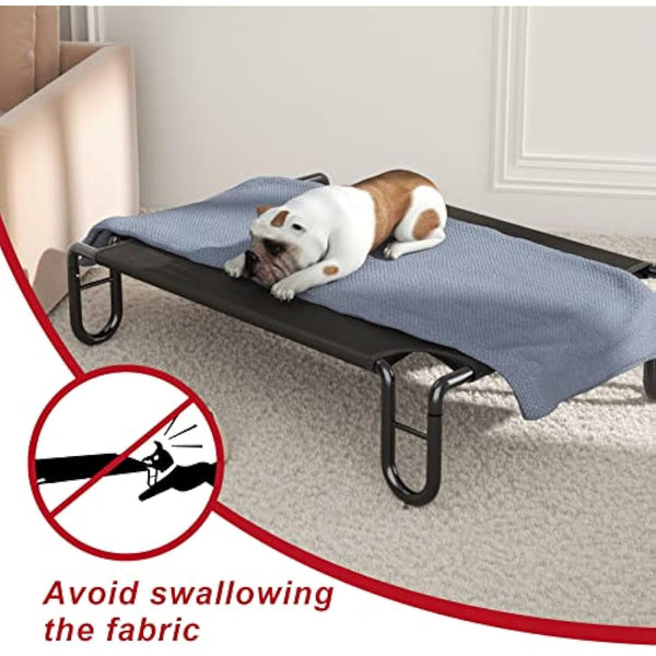 FAYDUDU Raised Dog Bed Elevated Dog Beds Large Washable Chew Resistant Dog Bed Off Floor Pet Bed for Indoor and Outdoor Use (M, Black)